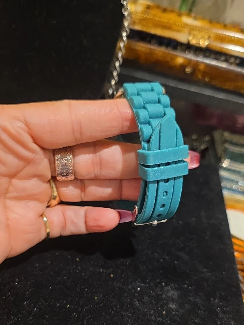 Strada Teal Dial and Teal Silicone Band Watch
